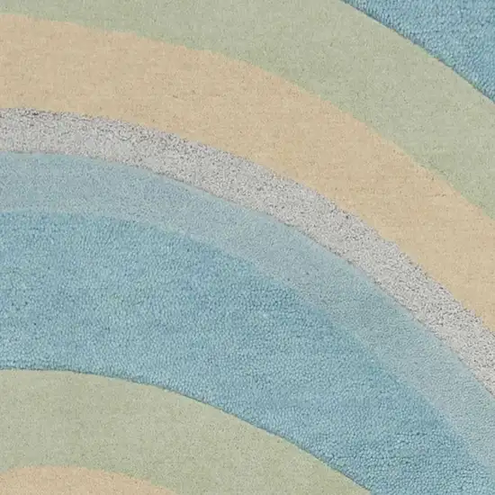 Blue Beige And Green Wool Abstract Hand Tufted Area Rug Photo 3
