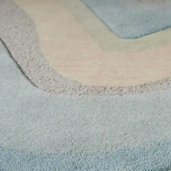 Blue Beige And Green Wool Abstract Hand Tufted Area Rug Photo 9