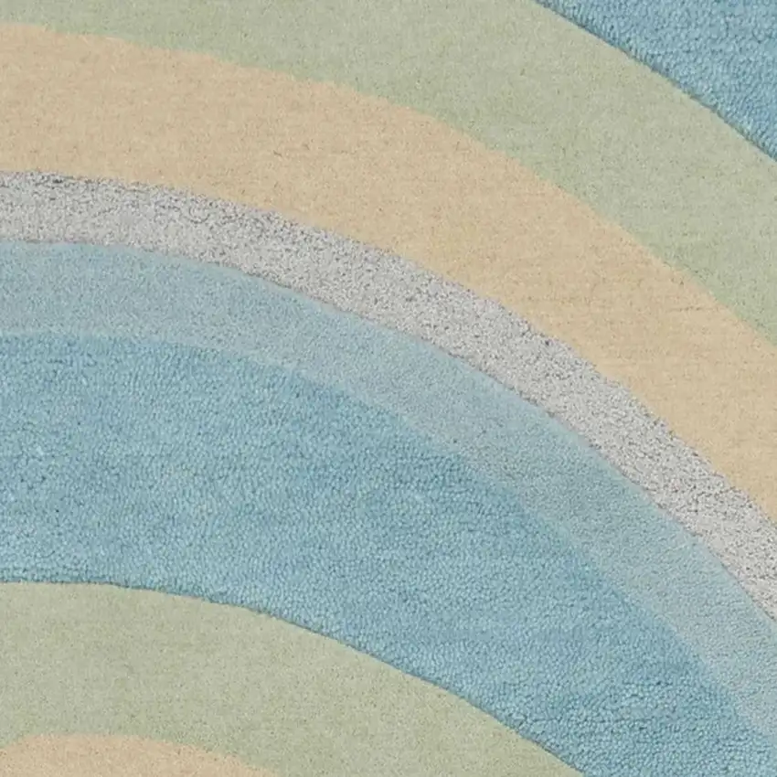 Blue Beige And Green Wool Abstract Hand Tufted Area Rug Photo 8