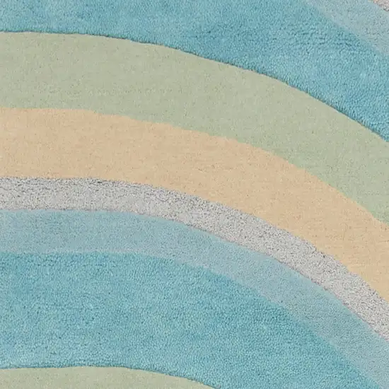 Ocean Blue Beige Hand Tufted Abstract Waves Indoor Runner Rug Photo 3