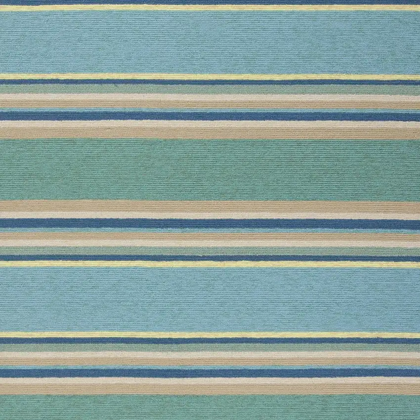 Blue Striped Handmade Indoor Outdoor Area Rug Photo 5