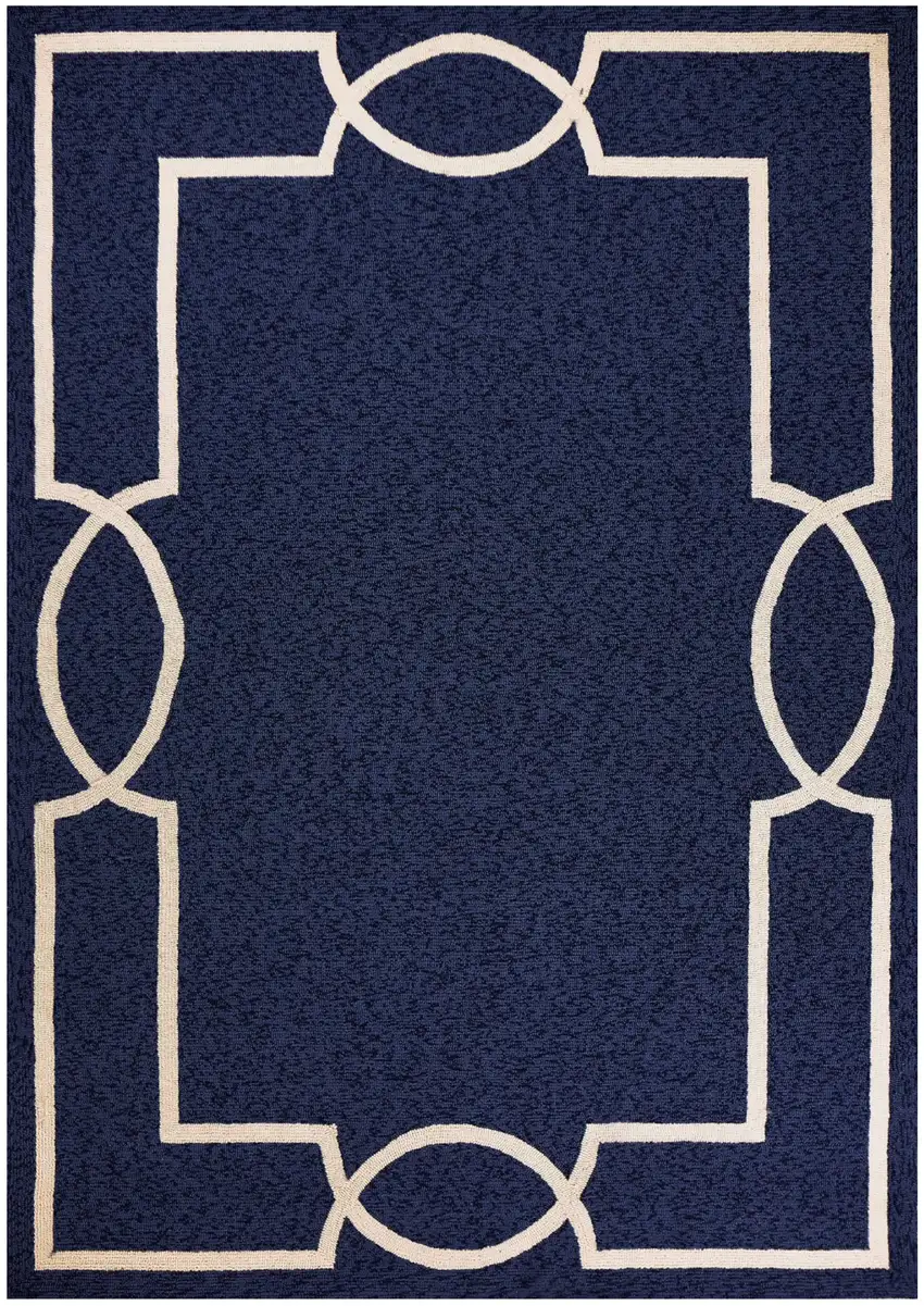 Blue and Ivory Handmade Indoor Outdoor Area Rug Photo 1