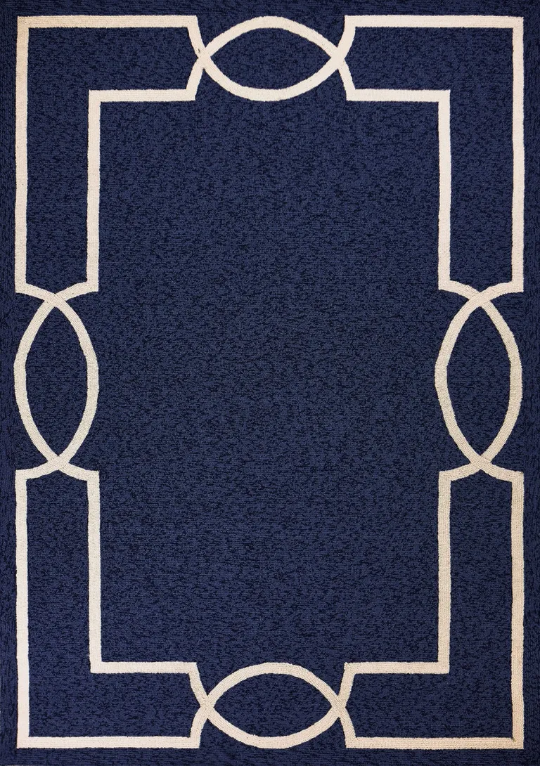 Ocean Blue Hand Hooked UV Treated Bordered Indoor Outdoor Accent Rug Photo 5