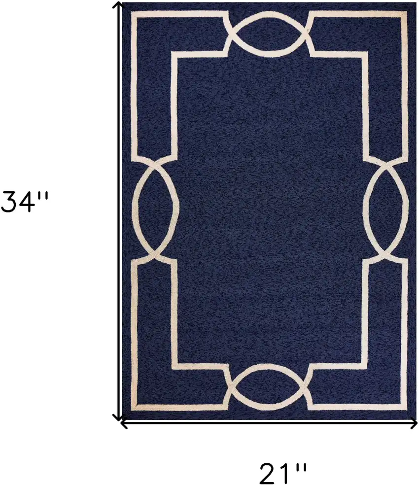 Blue and Ivory Handmade Indoor Outdoor Area Rug Photo 9
