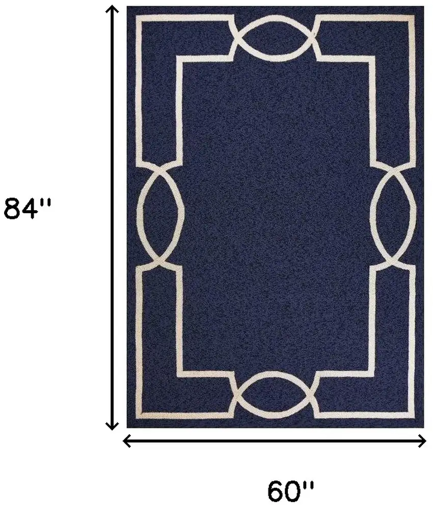 Blue and Ivory Handmade Indoor Outdoor Area Rug Photo 3