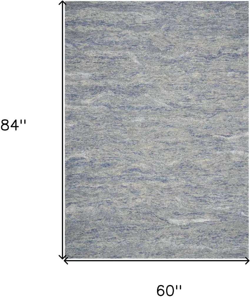 Ocean Blue Hand Tufted Abstract Indoor Area Rug Photo 3