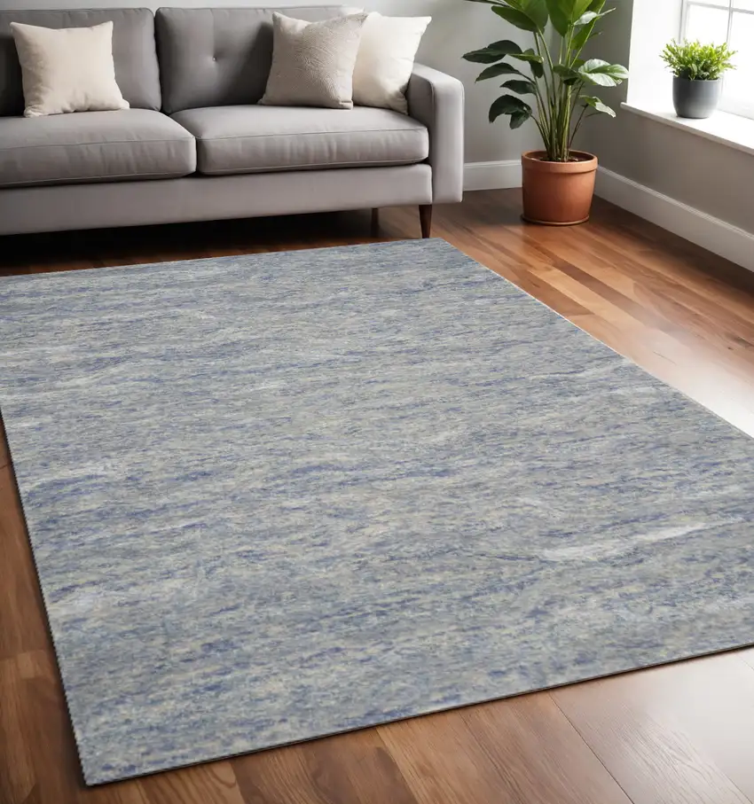 Blue And Beige Abstract Hand Tufted Area Rug Photo 1