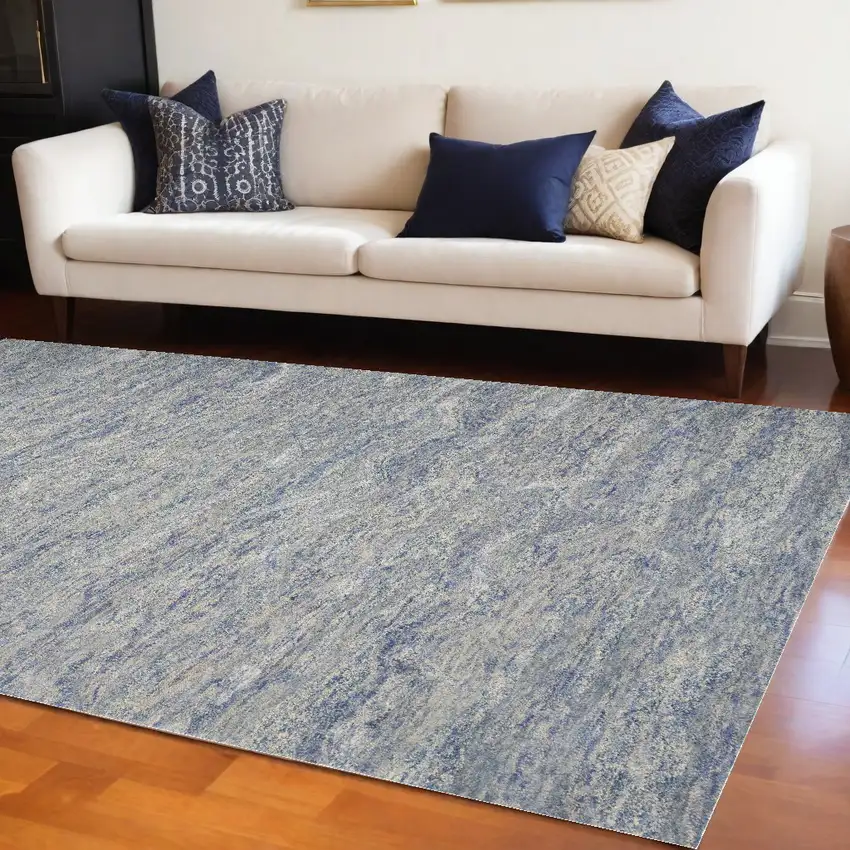 9'X12' Ocean Blue Hand Tufted Abstract Indoor Area Rug Photo 1