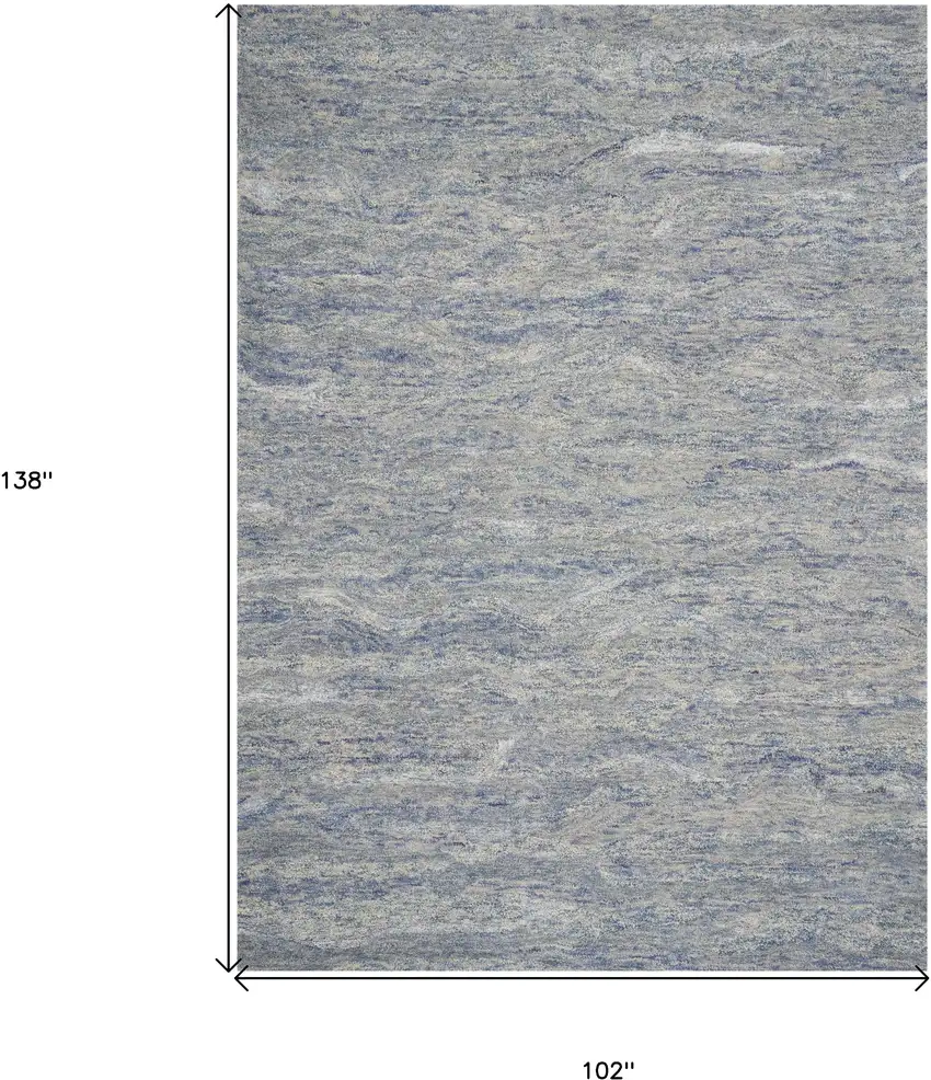 9'X12' Ocean Blue Hand Tufted Abstract Indoor Area Rug Photo 3