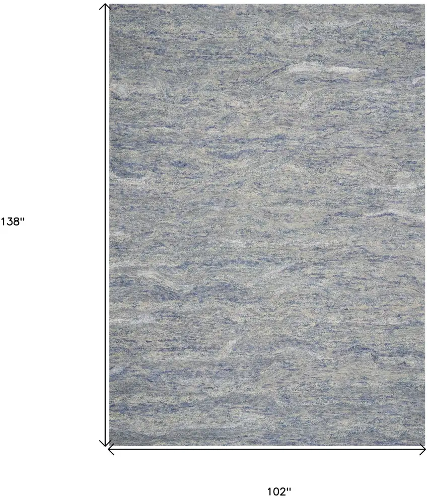 9'X12' Ocean Blue Hand Tufted Abstract Indoor Area Rug Photo 3