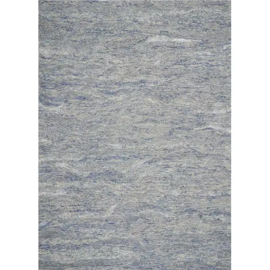 Blue And Beige Wool Abstract Hand Tufted Area Rug Photo 2