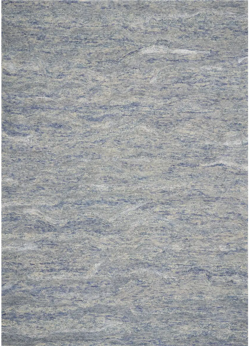 Blue And Beige Wool Abstract Hand Tufted Area Rug Photo 2