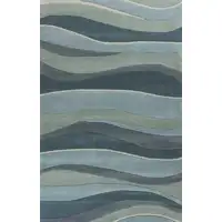 Photo of Ocean Blue Teal Hand Tufted Abstract Waves Indoor Accent Rug