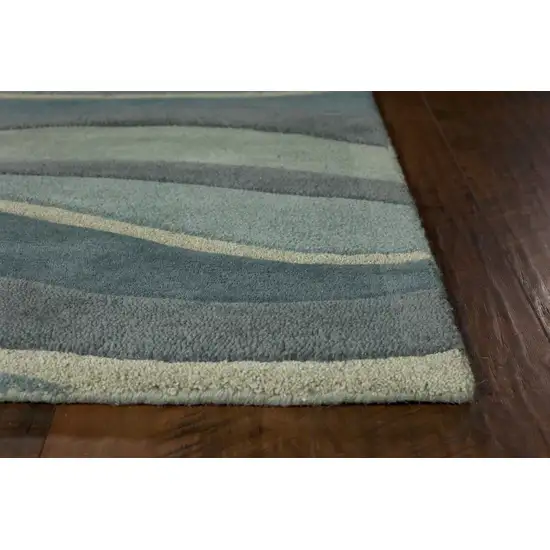 Blue Gray And Ivory Wool Hand Tufted Area Rug Photo 9