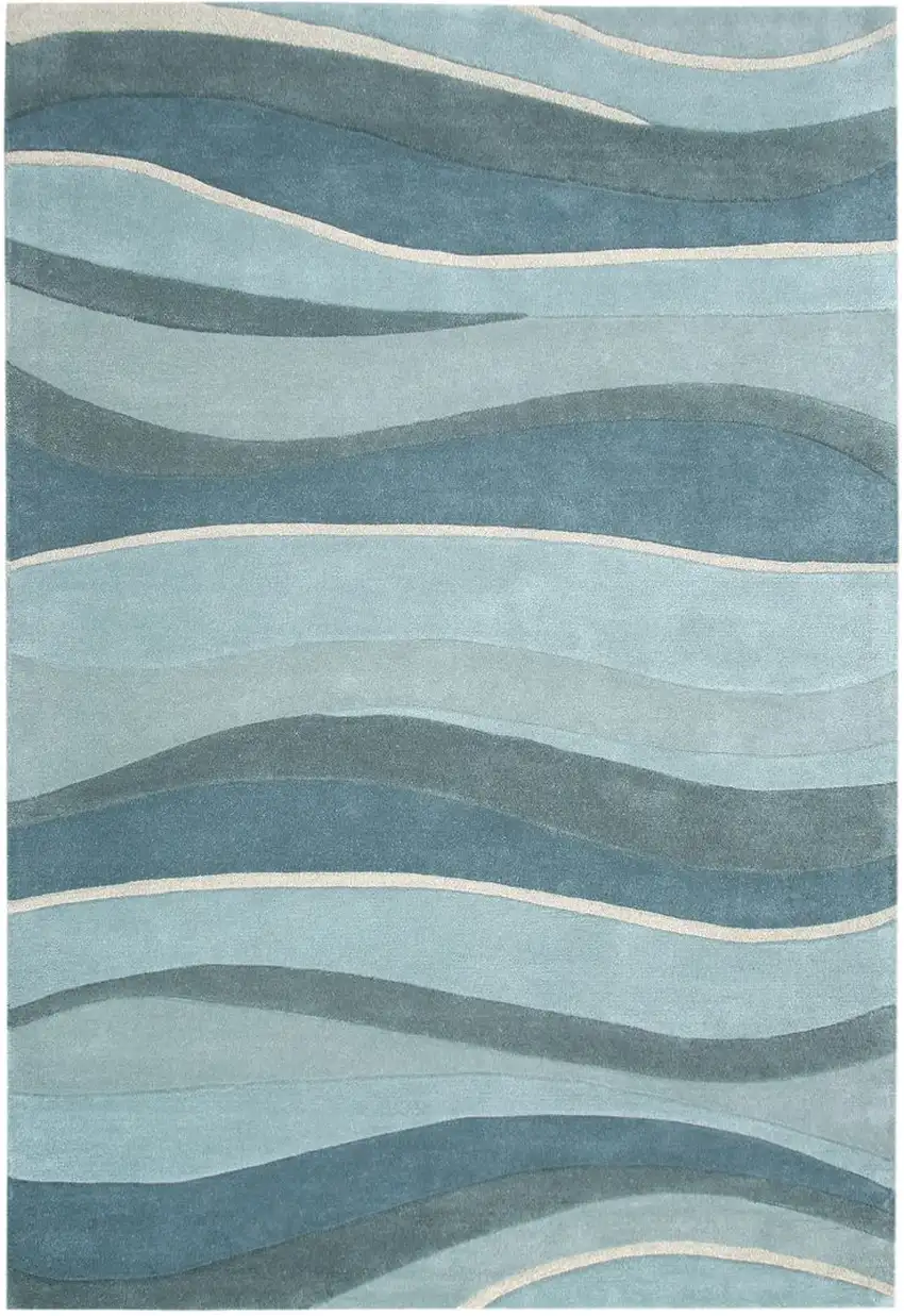 Blue Gray And Ivory Wool Hand Tufted Area Rug Photo 2