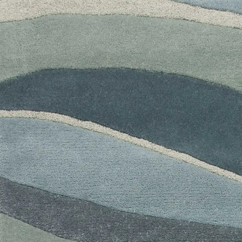 Blue Gray And Ivory Wool Hand Tufted Area Rug Photo 7