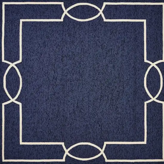 Blue And Ivory Geometric Hand Hooked Area Rug Photo 6