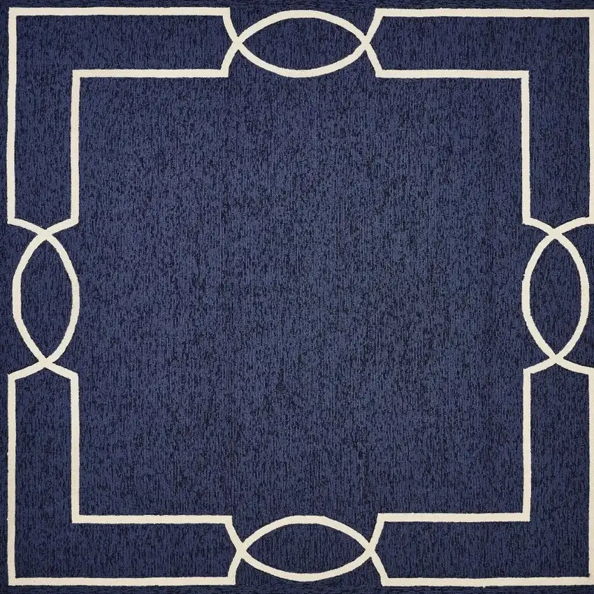 Blue And Ivory Geometric Hand Hooked Area Rug Photo 6