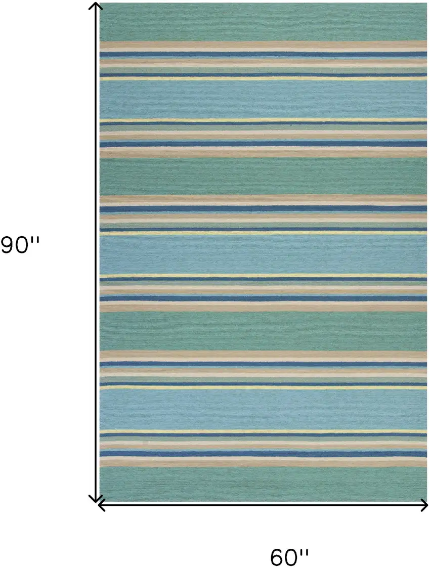 5' X 7' Ocean Stripes Uv Treated Indoor Outdoor Area Rug Photo 3