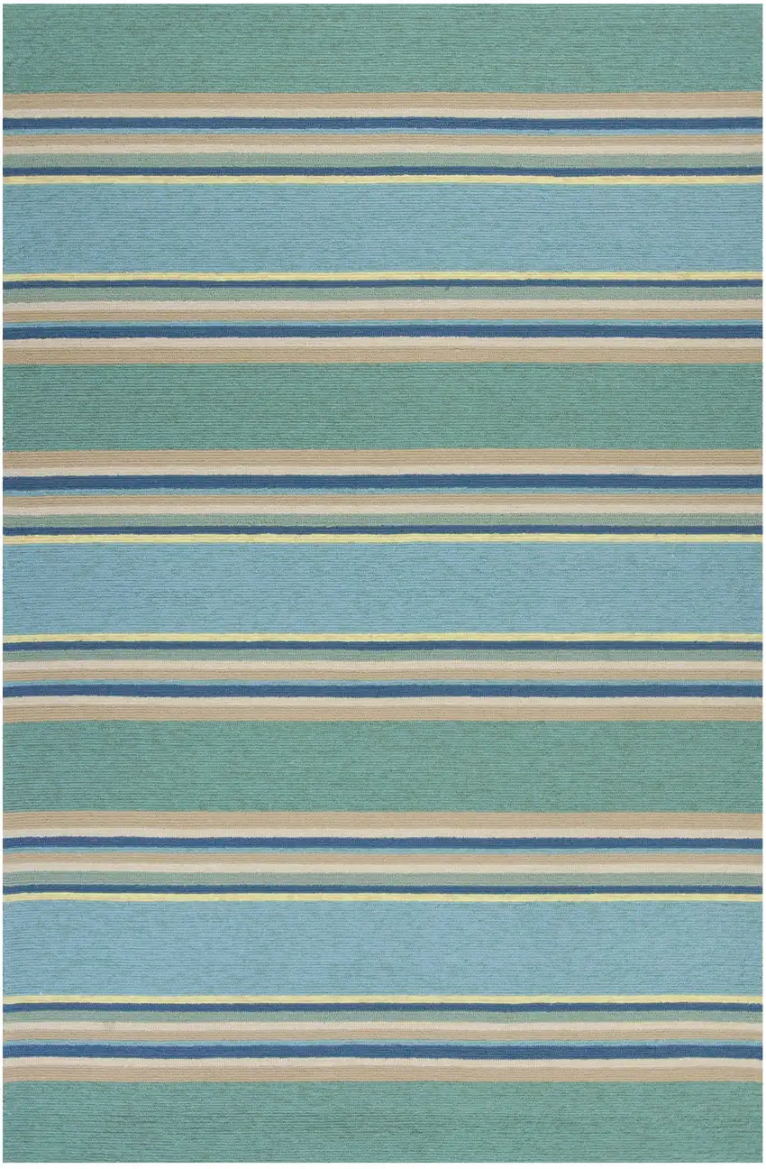 5' X 7' Ocean Stripes Uv Treated Indoor Outdoor Area Rug Photo 2
