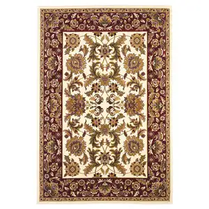 Photo of Octagon Ivory or Red Floral Bordered Indoor Area Rug