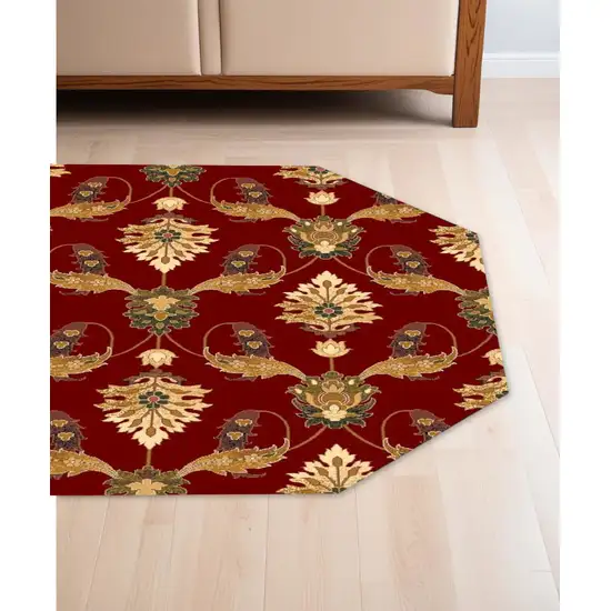Red Floral Vines Indoor Area Rug Photo 1