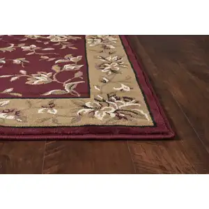 Photo of Octagon Red or Beige Floral Bordered Indoor Area Rug