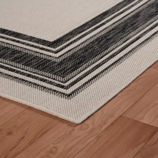 Off White And Black Striped Area Rug Photo 8