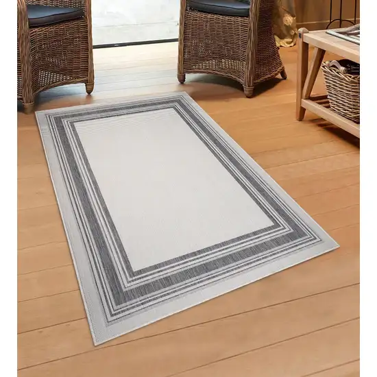 Off White And Black Striped Area Rug Photo 5