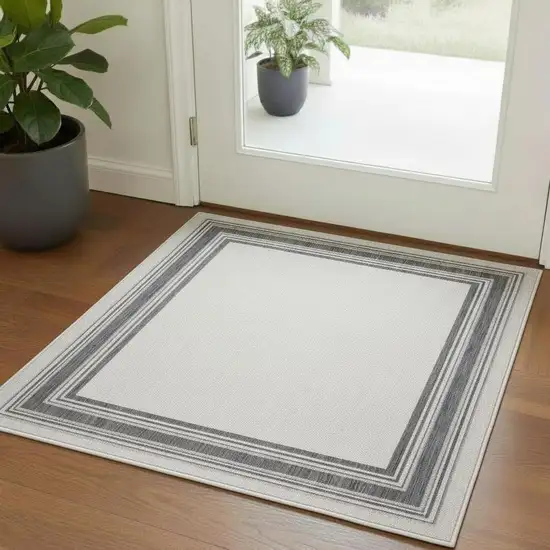 Off White And Black Striped Area Rug Photo 1