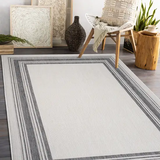 Off White And Black Striped Area Rug Photo 6