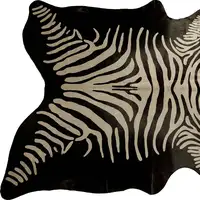 Photo of Off White And Black Zebra Cowhide Handmade Area Rug