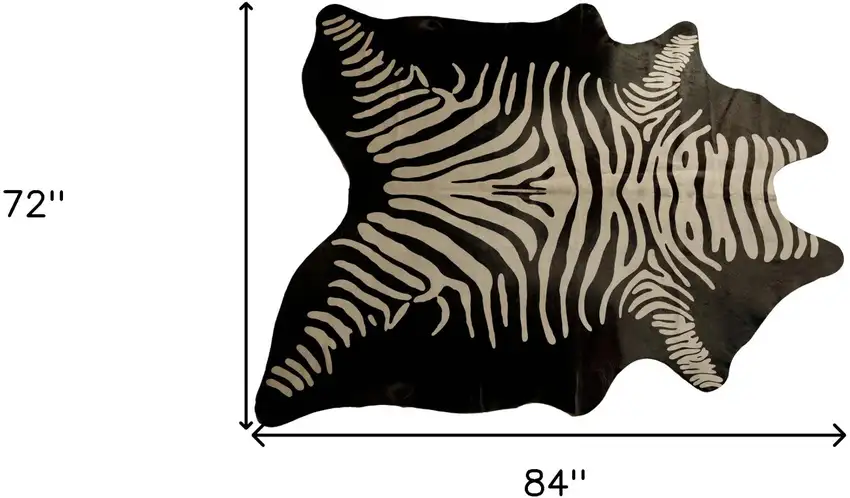 Off White And Black Zebra Cowhide Handmade Area Rug Photo 6