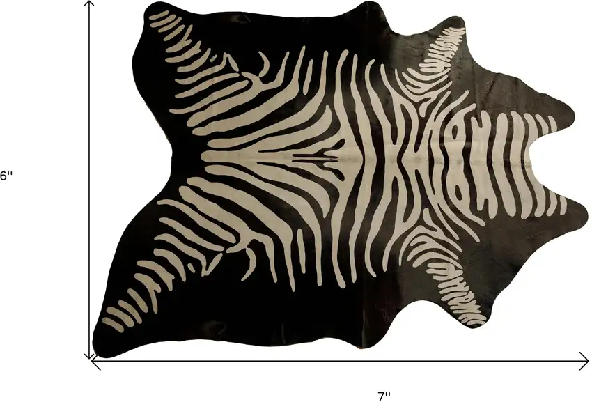 Off White And Black Zebra Cowhide Handmade Area Rug Photo 6