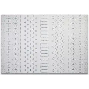 Photo of Off White And Gray Geometric Washable Area Rug