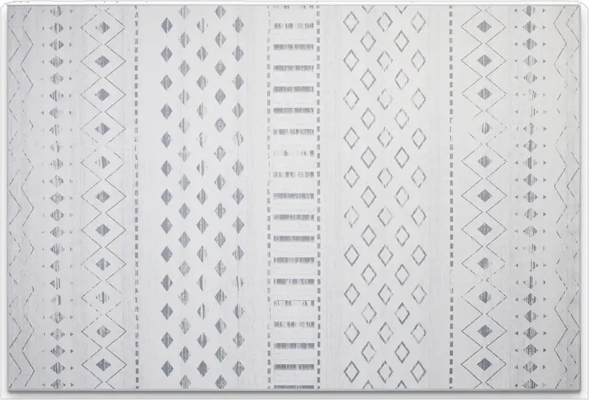 Off White And Gray Geometric Washable Area Rug Photo 2