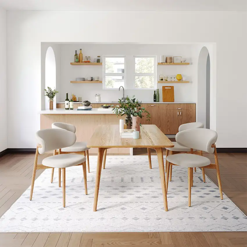 Off White And Gray Geometric Washable Area Rug Photo 5