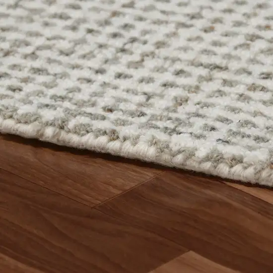 Off White And Gray Wool Checkered Hand Tufted Square Rug Photo 7