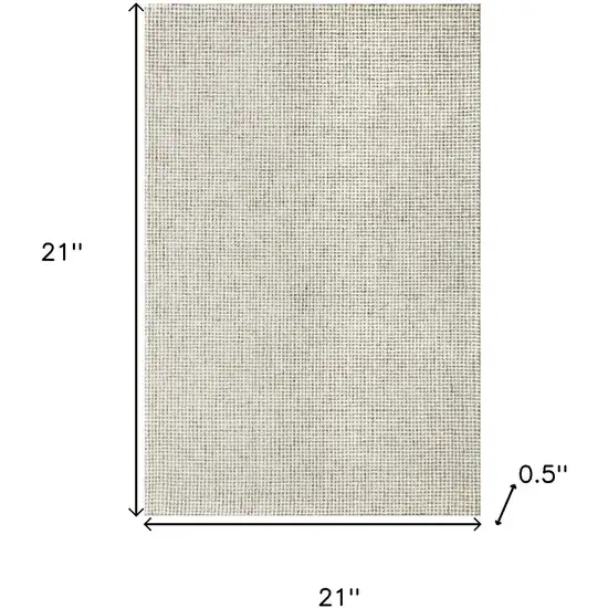 Off White And Gray Wool Checkered Hand Tufted Square Rug Photo 3