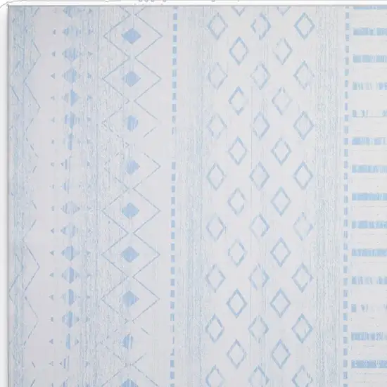 Off White And Light Blue Geometric Distressed Area Rug Photo 3