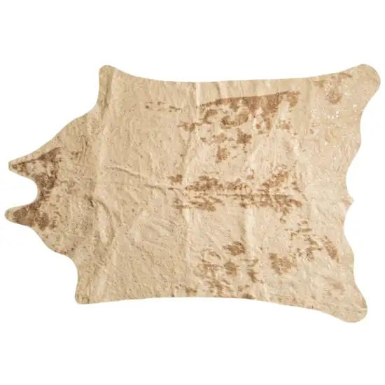 Off White And Silver Faux Cowhide Washable Non Skid Area Rug Photo 2