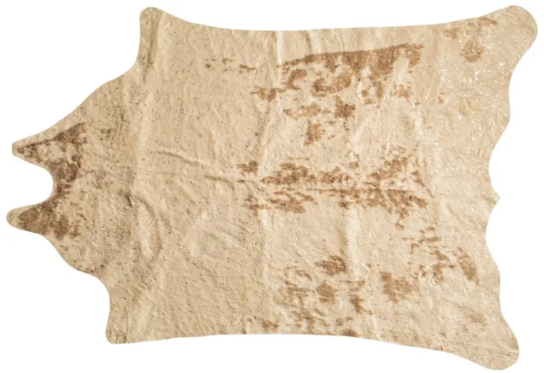 Off White And Silver Faux Cowhide Washable Non Skid Area Rug Photo 5