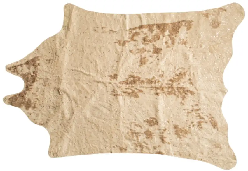 Off White And Silver Faux Cowhide Washable Non Skid Area Rug Photo 2