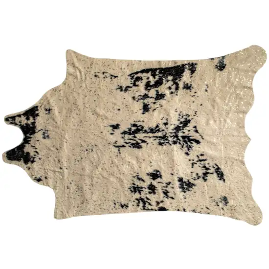 Off White Black and Gold Faux Cowhide Washable Area Rug Photo 2