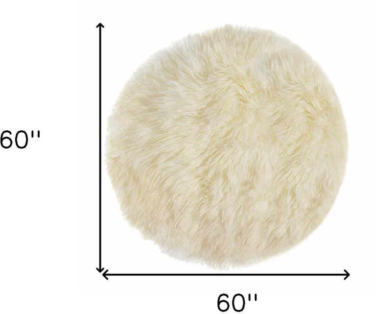 Off White Ciruclar Sheepskin  Rug Photo 4