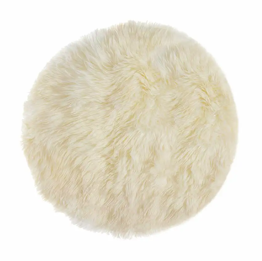 Off White Ciruclar Sheepskin  Rug Photo 1