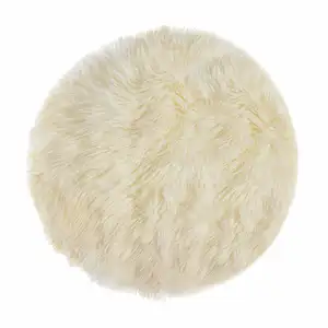Photo of Off White Ciruclar Sheepskin  Rug