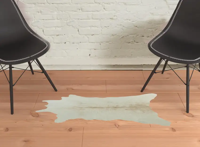 Off White Cowhide Hand Knotted Area Rug Photo 2