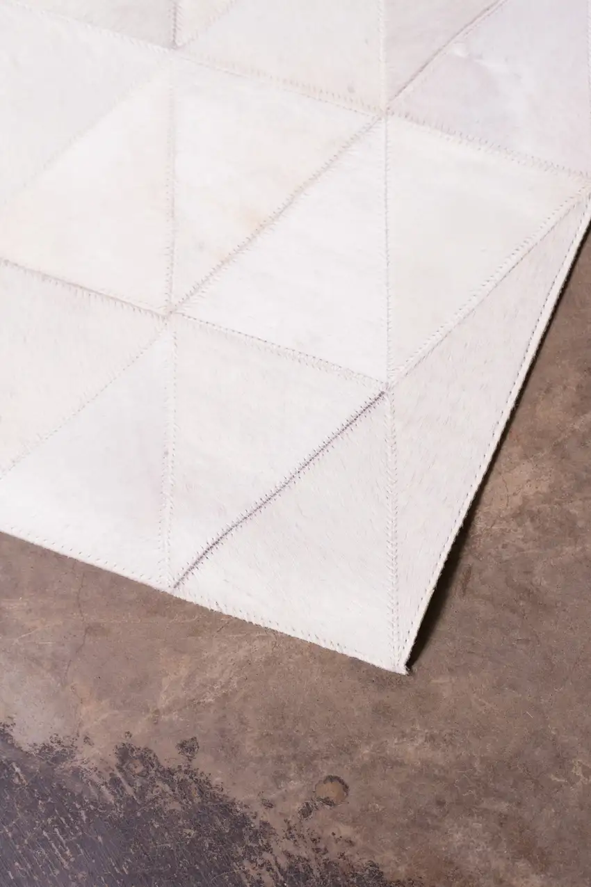 Off White Cowhide Mosaic Hand Tufted Area Rug Photo 4