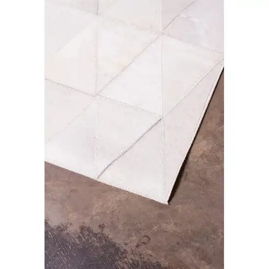 Off White Cowhide Mosaic Hand Tufted Area Rug Photo 4